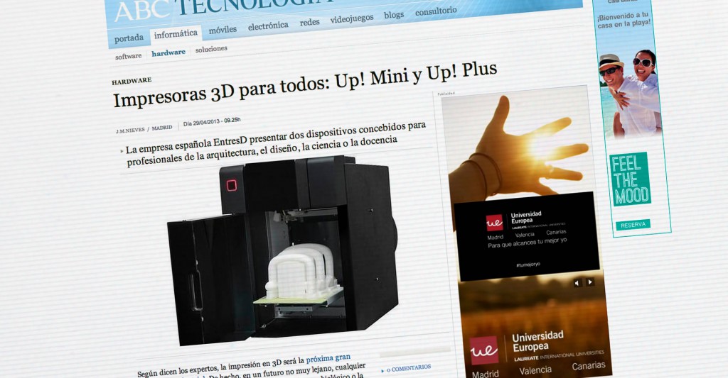 Impresoras 3D para todos: Up! Mini y Up! Plus. ABC Tecnología